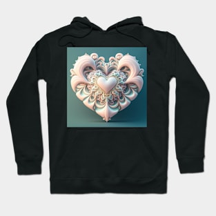 A Fractal Design in A Heart Motif Hoodie